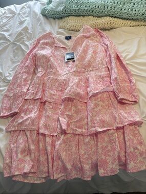 Roller Rabbit Pink Paisley Tiered Midi Dress